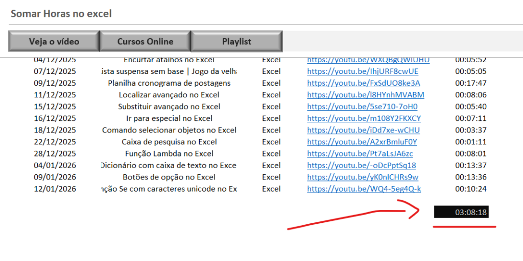 Somatória com erro - COMO SOMAR HORAS NO EXCEL
