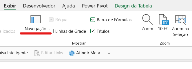 MAPA DA PASTA COM A NAVEGAÇÃO DO EXCEL