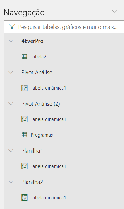 Como analisar a navegação - MAPA DA PASTA COM A NAVEGAÇÃO DO EXCEL