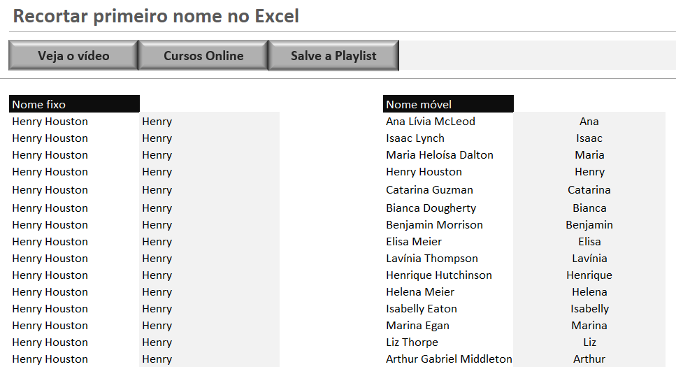 RECORTAR O PRIMEIRO NOME NO EXCEL