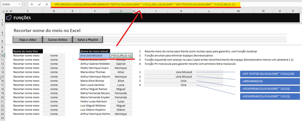 Construir uma única fórmula aninhada no Excel