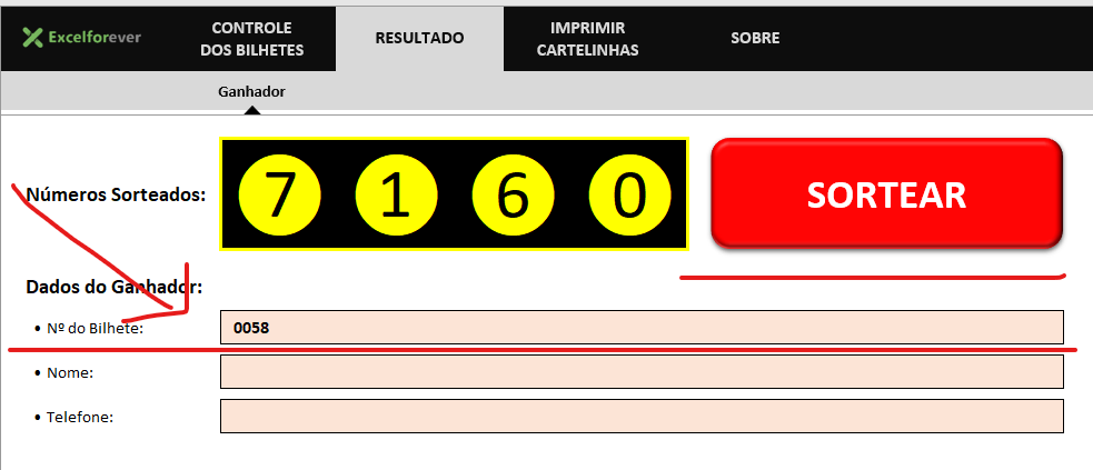 Sortear números - PLANILHA CARTELA DE BINGO (MILHARES)