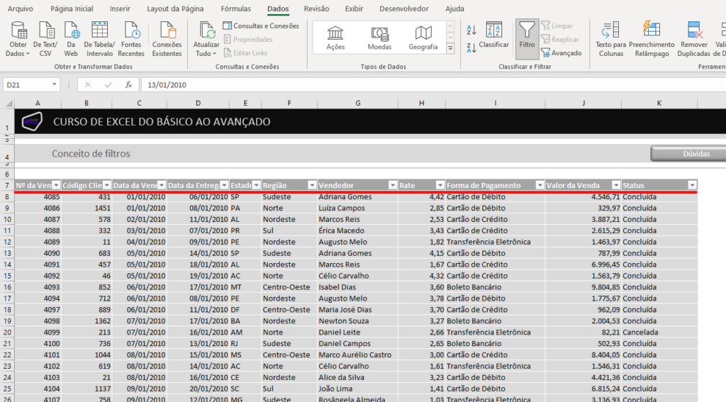 COMO USAR FILTROS NO EXCEL