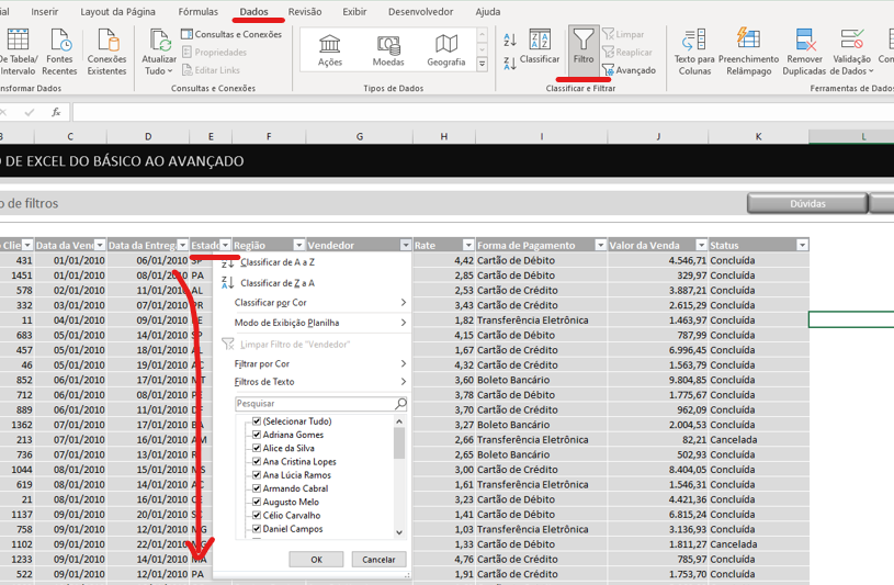 Tipos de filtyros - COMO USAR FILTROS NO EXCEL