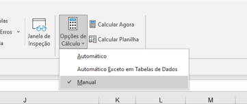 Cálculo manual - Configurar opções de cálculo no Excel