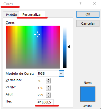 Caixa cores - CORES HEXADECIMAIS NO MICROSOFT EXCEL