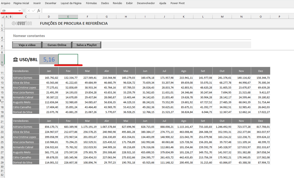 NOMEAR CONSTANTES NO EXCEL