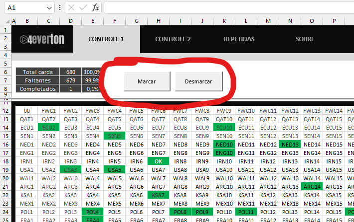 Botões para marcar cards -MARCAR CARDS REPETIDOS COM MACROS