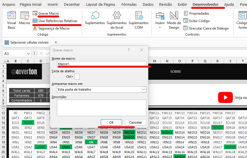 marcação de células - MARCAR CARDS REPETIDOS COM MACROS
