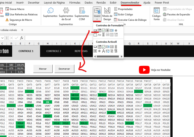 Inserir botões - MARCAR CARDS REPETIDOS COM MACROS