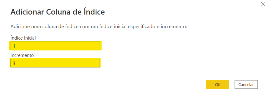 Adicionar coluna índice