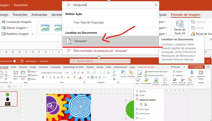 Outras formas de acessar o comando bloquear - COMO BLOQUEAR OBJETOS NO POWERPOINT