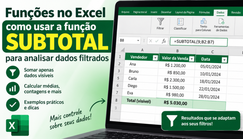 como usar a função SUBTOTAL para analisar dados filtrados